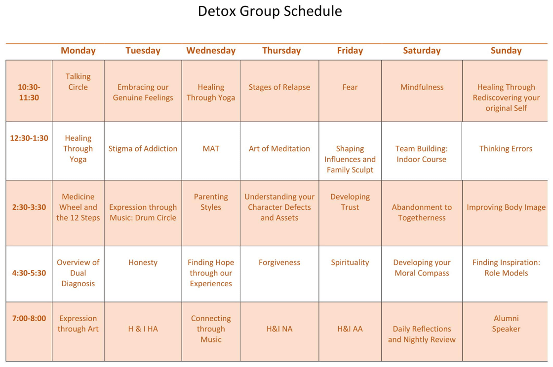 Detox Group Schedule