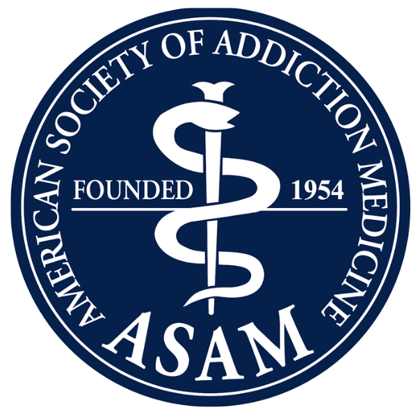 A circular badge of the American Society of Addiction Medicine Logo